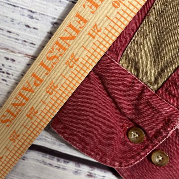 CABELAS Shirt Mens XL Twill Button Up Work Shooting Elbow Patch Cotton Chore Red - Picture 12 of 12